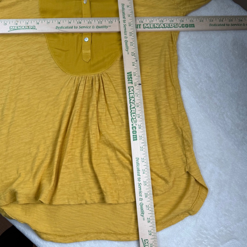 Anthropologie Mustard Yellow Mixed Media Henley Tunic‎ Top Long Sleeve Size M - Picture 3 of 6